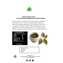 100 Turkey Berry Leaves Dried Healthy Well Cleaned Leaves- Pure & turkey Berry Leaves, Cultivated From Sri Lanka And Gluten Free
