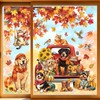 decalmile Window Clings Fall Dog Cat Maple Leaves Reusable Windows