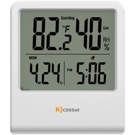 Indoor Thermometer, Room Thermometer and Hygrometer with Clock, Temperature and Humidity Meter with Clock, Double Comfort Indicator, Time, Date(White)