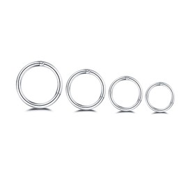 4Pcs Stainless Steel 16G Sleeper Earrings Septum Hinged Clicker Nose Lip Ring Helix Daith Cartilage Tragus Piercings Jewelry (silver)