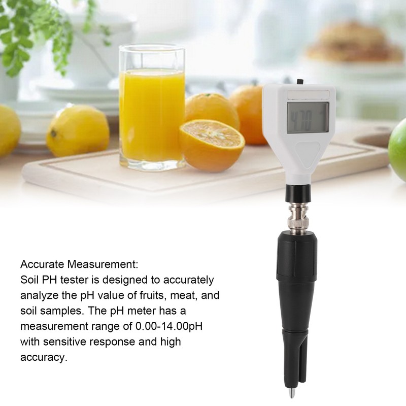 Soil PH Meter with Backlit LCD Display Multipurpose Fruit Meat