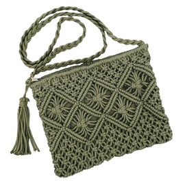 oukesin Small Cotton Shoulder Bag for Women Macrame Handmade with Tassel Summer Beach, 041white
