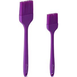 HOTEC - Pinceles de silicona resistentes al calor, para repostería y salsa de mantequilla y adobos para barbacoa, parrilla, barbacoa, hornear, cocina, sin BPA, apto para lavaplatos (púrpura), 2