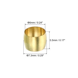 PATIKIL Brass 6mm Compression Sleeves Ferrules, 25 Pack Brass Compression Fitting Assortment Kit for Air Water Gas Pipe