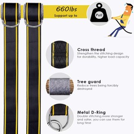 Namvo 300kg Hanging Tree Swing Straps Ultra Strong 1.5m with Safety Clasp, Snap Hook and Tree Protector Pads for Hammocks and Swings