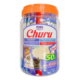 Churu Premio Para Gato Atún Y Mariscos 50 Tubos De 14 G