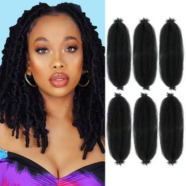 Afro Twist Hair Pre Separated Springy Afro Twist Hair Pre stretched Wrapping Hair for Soft Locs Afro Spring Twist Hair Marley Twist Braiding Hair Extensions (16 Inch (Pack of 6),1B#)