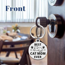 DGXMD Cat Mom Gifts for Women - Best Cat Mom Keychain - Cats Lovers Birthday Mothers Day Christmas Key Chain Gifts for Women