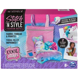 Cool Maker, Stitch ‘N Style Fashion Studio Refill with 2 Pre-Threaded Cartridges, Fabric and Water Transfer Prints, Arts & Crafts Kids Toys for Girls
