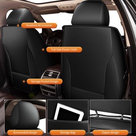 AOMSAZTO Carseat Front Rear Seat Full Set 5 Seats Seat Cover Custom Fit for Toyota Tacoma 2016-2023 Leatherette Car Seat Protector Vehicle Cushion Covers(Only for Double Cab 4 Doors) Black&Gray