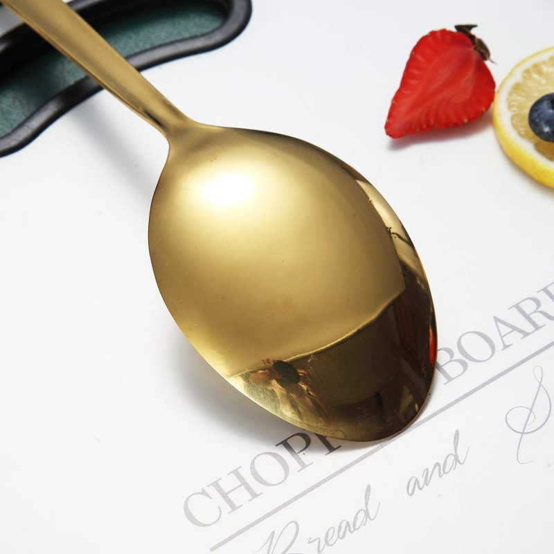 Gold Cooking Spoon, Berglander Stainless Steel Solid Serving Spoon Titanium