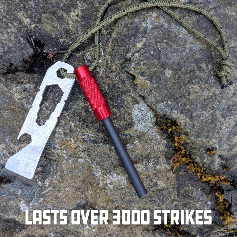 UCO Survival Fire Striker with Tether and Multitool, 3,000+ Strikes,
