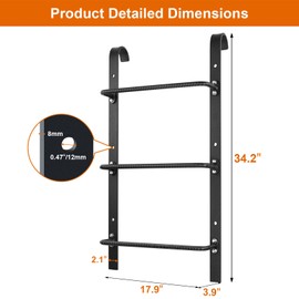 Zwinz 3-Rung Window Well Ladder Hooked, Heavy Duty Steel Egress Window Ladder, Basement Wall Mounted Ladder 34.2" Lx17.9 W, Black