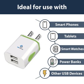 Pipestation UK to USA Plug Adapter with USB 2 Pack - 2 USB Ports for American Travel - Compact UK to US plug adaptor - UK to USA plug adapter - UK to US Plug Adapter for Canada, Mexico & More