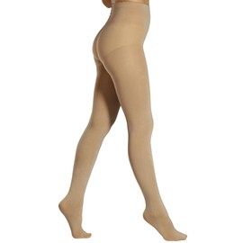HONENNA Colorful Womens Fleece Lined Tights High Waisted Opaque Winter Thermal Pantyhose, Tan M-L
