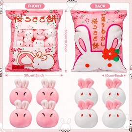 Cute Stuff Removable Bunny Stuffed Hugging Pillow with 8 Little Rabbit Dolls Soft Cotton Stuffed Animals Toy Gift for Kids and Girlfriend