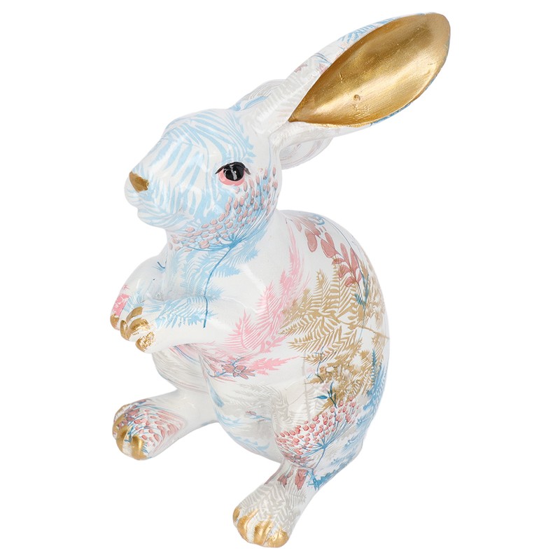Rabbit Statue Nordic Style Handcrafted Painted Resin Rabbit Desktop Ornament