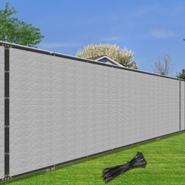 Coarbor 6' x 44' Fence Privacy Screen Heavy Duty Windscreen Fencing Mesh Shade Net Cover for Outdoor Wall Backyard Patio Deck and Porch, Light Gray