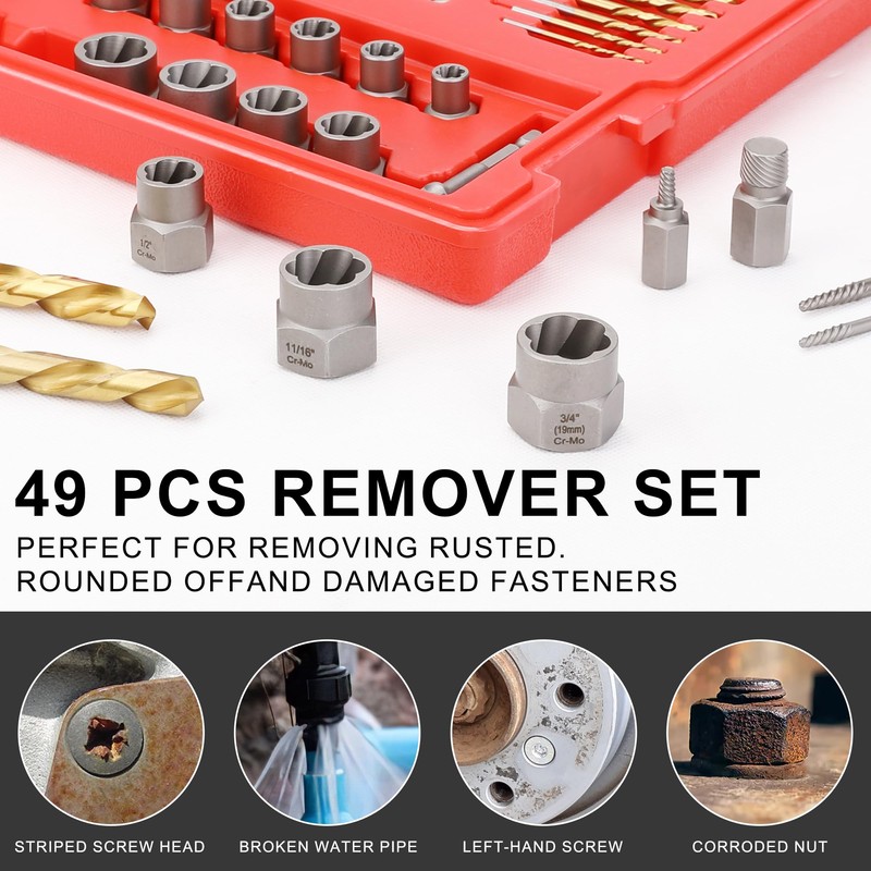WYNNsky 49PCS Screw Extractor Drill Bit Set, Nut Remover Set,