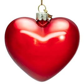 SIKORA BS493 Red Heart Christmas Tree Decoration Glass Figurine Christmas Tree Pendant