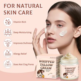 JUANCHI 100% Grass Fed Beef Tallow for Skin, 4.2oz Organic Beef Tallow Moisturizer, Handmade Whipped Beef Tallow for Face & Body, Natural Tallow Cream for Dry & Sensitive Skin (Light Honey)