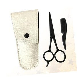 TOVINANNA 9pcs Stainless Steel Beard Scissors Trimming Scissors Apricot Leather Sheath Small Comb for Beard Grooming and Maintenance Portable Grooming Kit for Men