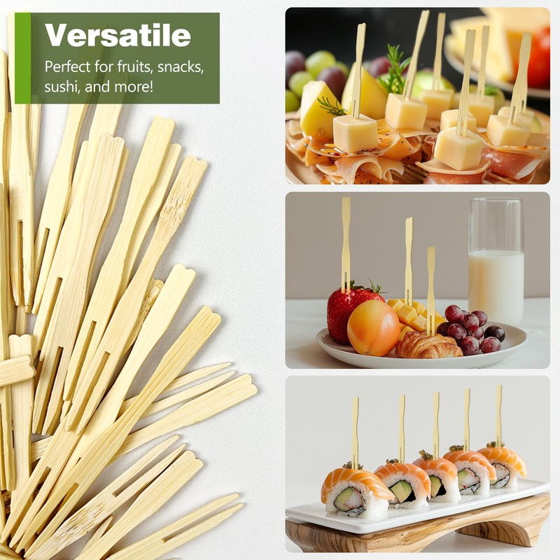 200-Pack Mini Wooden Fruit Forks – 3.46" Eco-Friendly Appetizers &