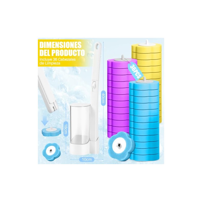 OUARTV Juego de Cepillo de Inodoro Desechable 36pcs, 36 Cabezales