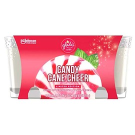 Glade Jar Candles, Fragrance Candles Infused with Essential Oils, Air Freshener Candles, Multiple Scents Available! (Candy Cane Cheer, 3.4oz- 2 Candles)