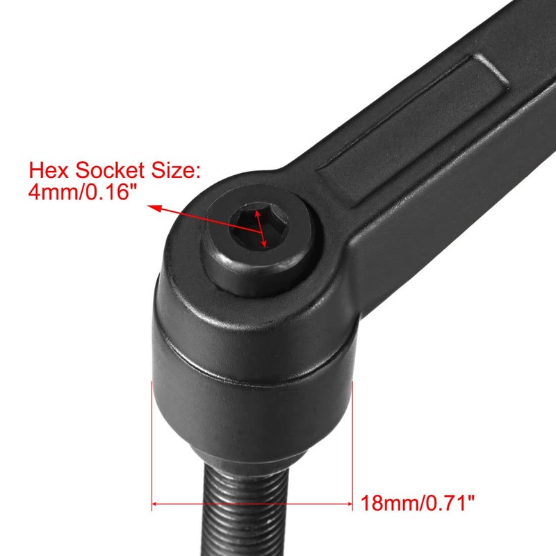 sourcing map 2pcs Adjustable Clamping Lever Handle M8 x 32mm
