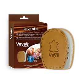 Vaya Medical Levanto 44-46 Orthopaedic Insoles for Heel Increase, Shock Absorption Made of Sheepskin Skin Heel Cushion Orthopaedic Wedge Shoe Insoles, 1 Pair Brown