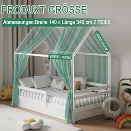 Zdada House Bed Canopy Set, 2 Pieces Bed Canopy House Bed for House Bed Decoration, Bed Curtain for Girls Boys Children's Bed Children's Room Decoration, 140 x 340 cm