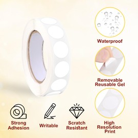 cobee 0.5 Inch White Round Stickers, 1000 Pcs White Dot Stickers, Blank Circle Sticker Labels to Write On, Writable Circle Dot Stickers Used for Classroom Office(White)