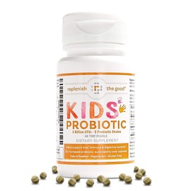 Replenish the Good Kids Vegan Probiotics, 60 Tiny Pearls - Antibiotic Recovery - Helps Support Kids' Immune & Digestive System - 15x More Effective Than Gummies - Sugar Free, Easy to Swallow