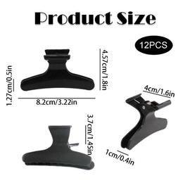 12 PCS hairdresser clips, butterfly hair clips, Salon Hairdresser butterfly clips, Hair Styling Accessories black hair clips for Women Girls(Black)