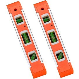 Edward Tools Magnetic Torpedo Level 9” - Strong Magnet level for quick attach - Accurate easy to read Vials - 45°/90°/180° - Aluminum Shock Resistant Frame - For Hanging Pictures, RV, Camper (2)