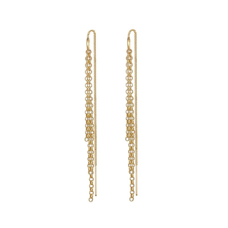 Elli Women's Earrings Chain Pull Through in 925 Sterling Silver,