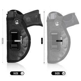 2 Pack ECO Leather Gun Holster for Men and Women, Inside Waistband IWB Holsters for Pistol, Fits Most Midsize/Compact and Sub-Compact Handguns (Large, Right)