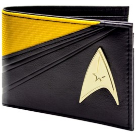 Enterprise USS Starfleet Command Uniform Metallic Emblem Wallet Bi-Fold ID & Card Holder, Yellow