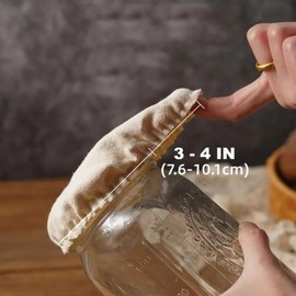4 Pack Sourdough Jar Cover - Reusable Linen Covers for Sourdough Starter Container for Mason Jars Wide Mouth and Normal Mouth