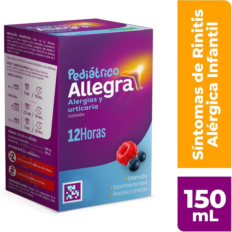 Suspensión pediátrica Allegra 150ml – Alivia estornudos y ronchas en