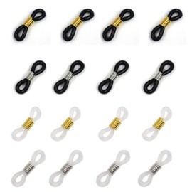 Ruwado 16 Pcs Eyeglasses Chain Ends Anti Slip Silicone Spring Rubber Connector Holder Retainer for Eyeglass Sunglasses Necklace Chain Adult Accessories