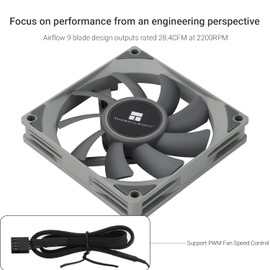 Thermalright TL-8015 CPU Fan Computer case Fan Quiet 4pin PWM PC Fan, 15mm Slimline Cooler Fan, 2200RPM Speed, 80mm CPU Cooling Fan