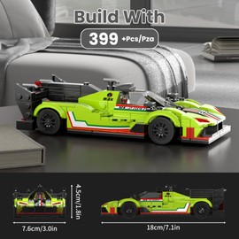 Mould King 27097 Technik Speed Champion Racing Car Clamping Blocks SC63 Sports Car Building Blocks Sets with Acrylic Display Box Gift for Adults and Teenagers (399 Pieces)