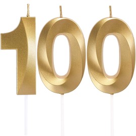 Candele di compleanno con numeri 100, candele di compleanno 3D, decorazione per torte di compleanno, feste, matrimoni, feste aziendali, anniversari, decorazioni per torte di compleanno, numero 100