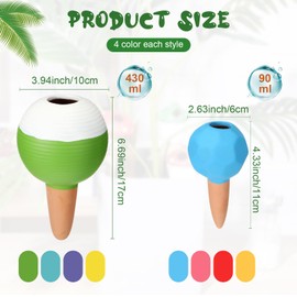 8 Pcs Plant Watering Devices Terracotta Watering Spikes Plant Watering Globes Self Irrigation Watering Planter Insert Garden Plant Automatic Waterer for Indoor Outdoor Potted Plants (Round)