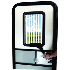 RV Door Window CloZures Shade, Controls Sun Glare, Privacy, and Outside View by Moving fingertip Lever, Without Opening Screen Door. Kit Includes Tinted Glass to Replace Frosted Glass. (White)