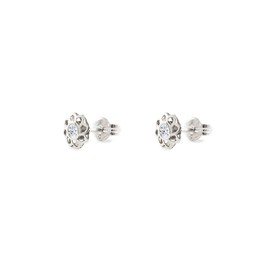 Women's & Children's Flower Stud Earrings - White Gold 9 Carat (375) - Gift Box, White Gold Sterling Silver