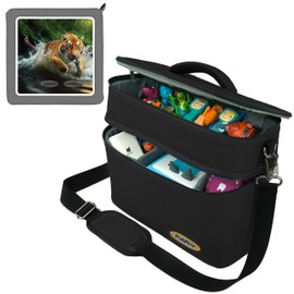 PUNALU Large Bag for Toniebox with Protective Film Suitable for Toniebox, Space for 68 Tonies, Set Toniebox Bag + Toniebox Sticker (Tiger Black)