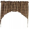 Unbranded New Rustic Farmhouse PRIMITIVE BLACK CHECK SWAGS Cafe Curtains 36"